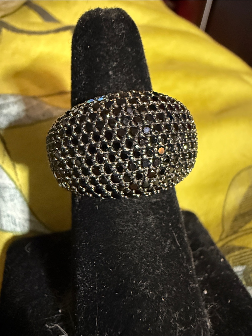 Sterling, silver and spinel black ring
